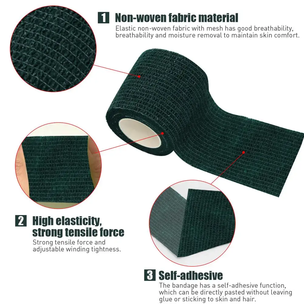 12pcs Self-adhesive Fixation Bandage Breathable Anti-slip Non-woven Elastic Bandage For Humans Animals
