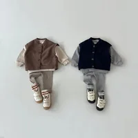 Kids Baby Spring Leggings Girls Skinny Ribbed Pants Toddler Casual Elasticity Simple Render Pants Boys Cotton Trousers 5