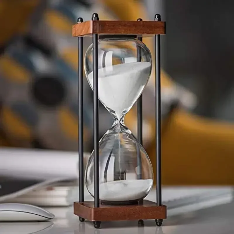 Sand Timer Liquid Hourglass Timer Colored Hourglass New Large Hourglass Timer 60 Minute, Metal Sand Timer Sandglass Clock, Time Management Tools for Kitchen Home Office Desk Decor