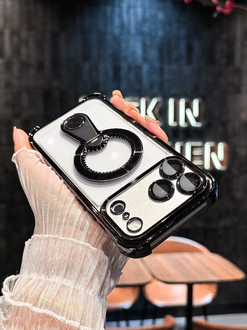 Sleek Transparent Magnetic Stand Holder Shockproof Phone Case