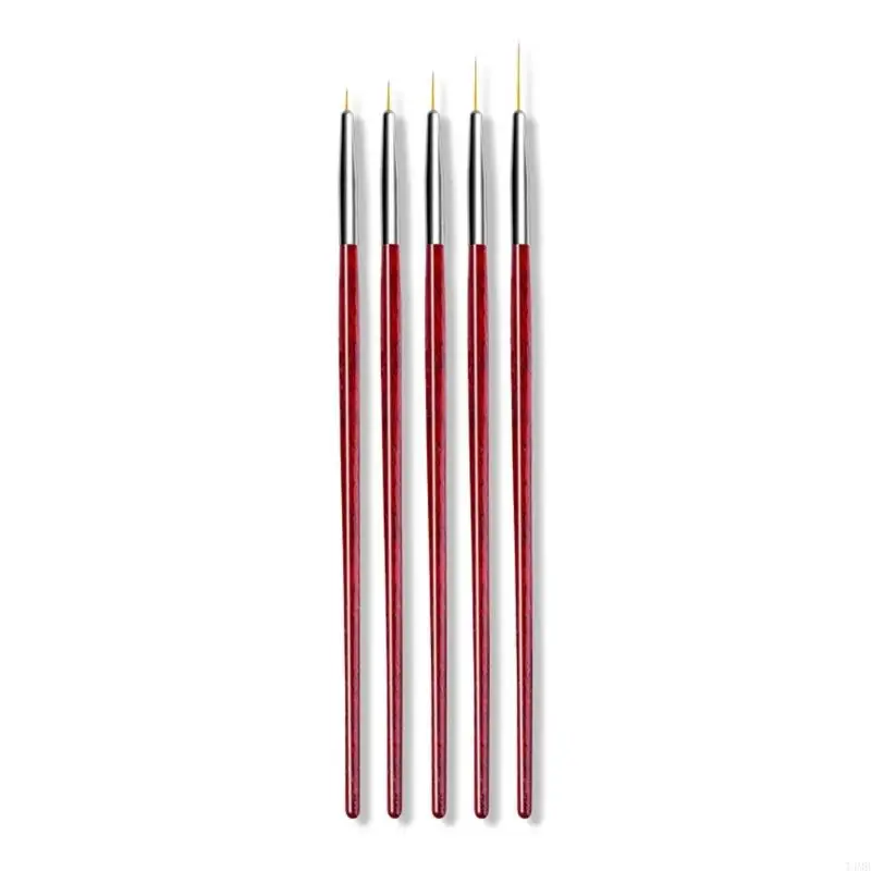 5 Pcs Nails Art Liner Brushes Nail Painting Brush Pen Painting Nails Art Brushes 5mm/8mm/11mm/13mm/15mm for Salons