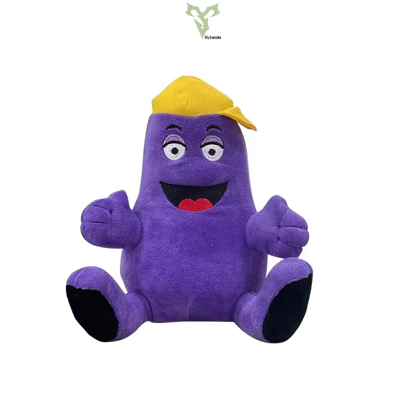 

22cm Game Grimace Shake Yellow Hat Plush Doll Soft Stuffed Purple Eggplant Toy Cute Cartoon Christmas Gifts for Kids Birthday