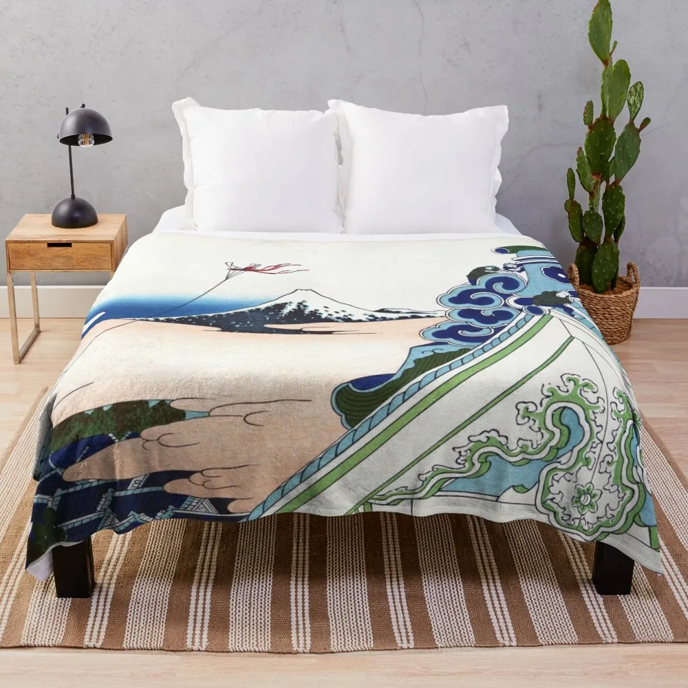 

Honganji Temple at Asakusa in Edo by Katsushika Hokusai Throw Blanket Decorative Sofa Blankets Furry Blanket