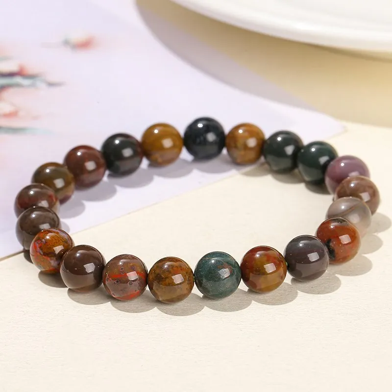 Bracelet à brins de perles en pierre ronde d'agate d'océan vert – Image 6