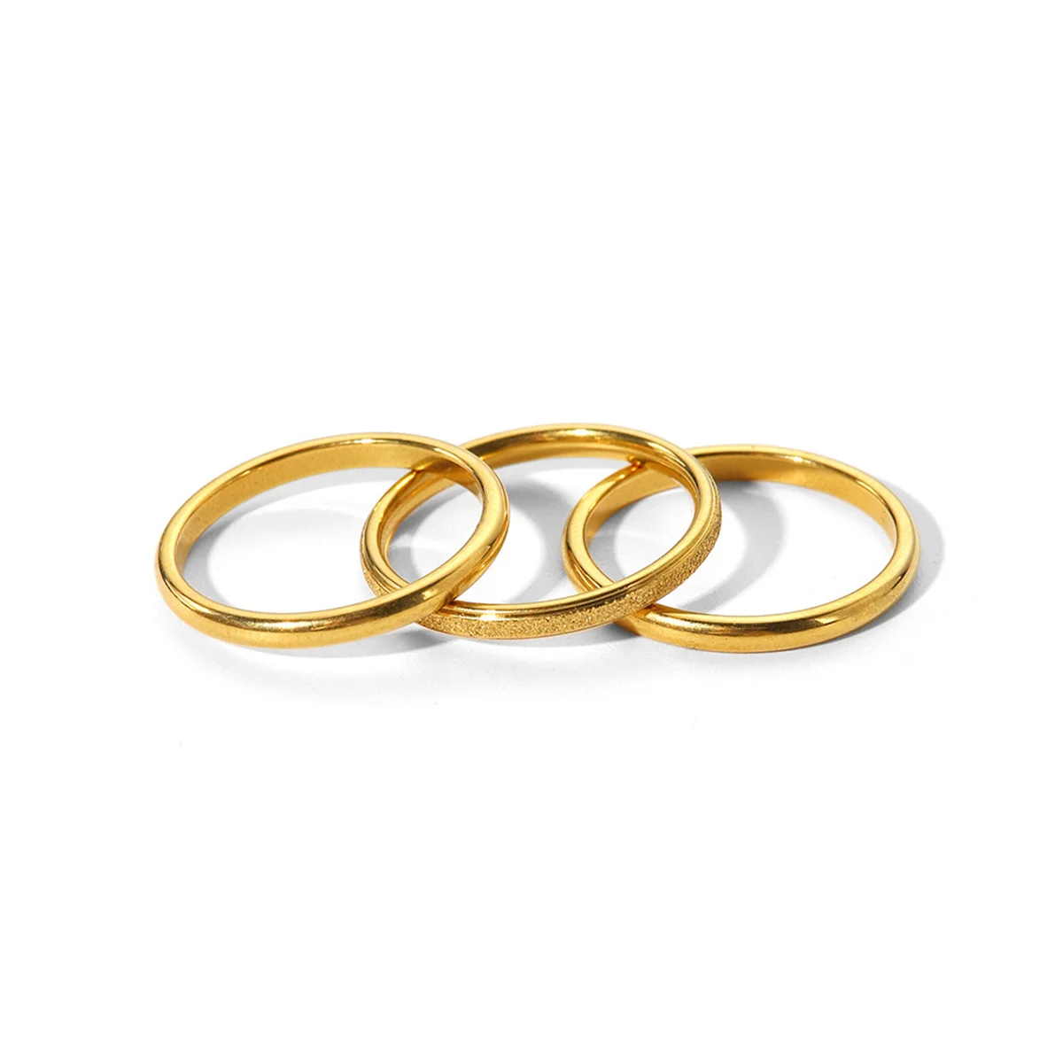 Vintage 18K Gold Plated Stainless steel Rings for Women Fashion Jewelry Gift Simple Ring 3Pcs/set