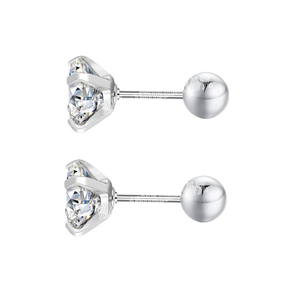 Stud Earrings stud earrings New Medical Stainless Titanium Steel Zircon Crystal 4 Prong Tragus Cartilage Stud Earrings For Men Women Piercing Ear Jewelry