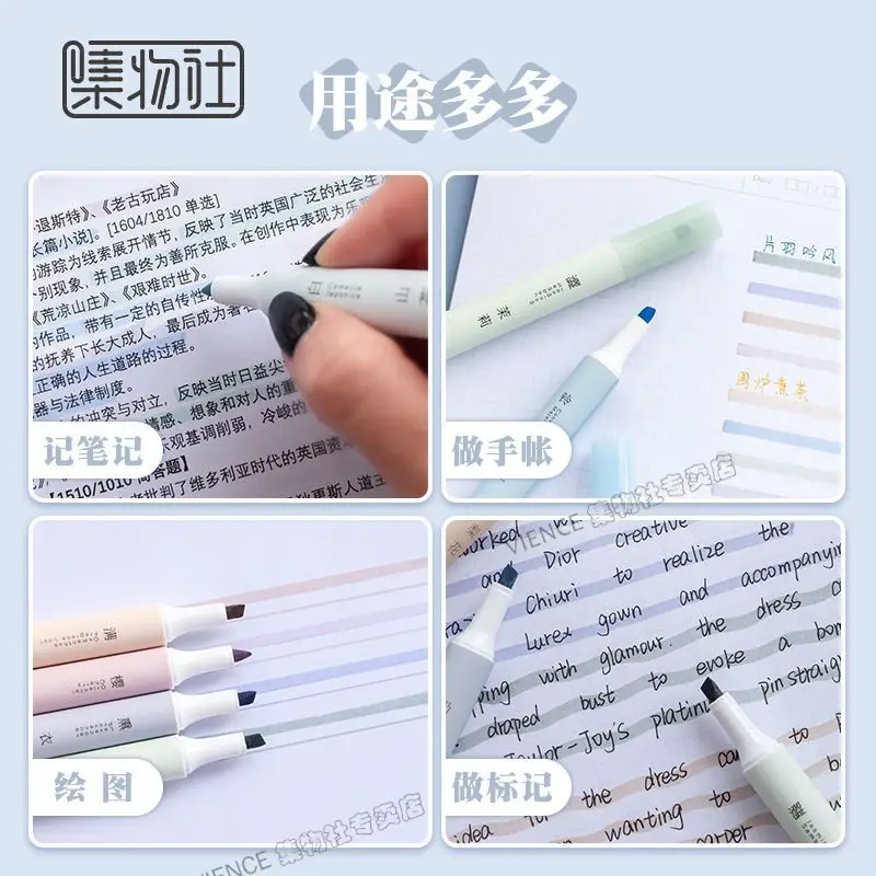 japanese stationery Morandi Cool Color Series highlighter pen set school supplies kawaii Aestheticism Oblique edge Mark Pen