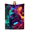 Neon Gaming Controller Blanket - Soft, Cozy, Stylish Decor for Ultimate Home Comfort and Ideal Gift for Gamers 1