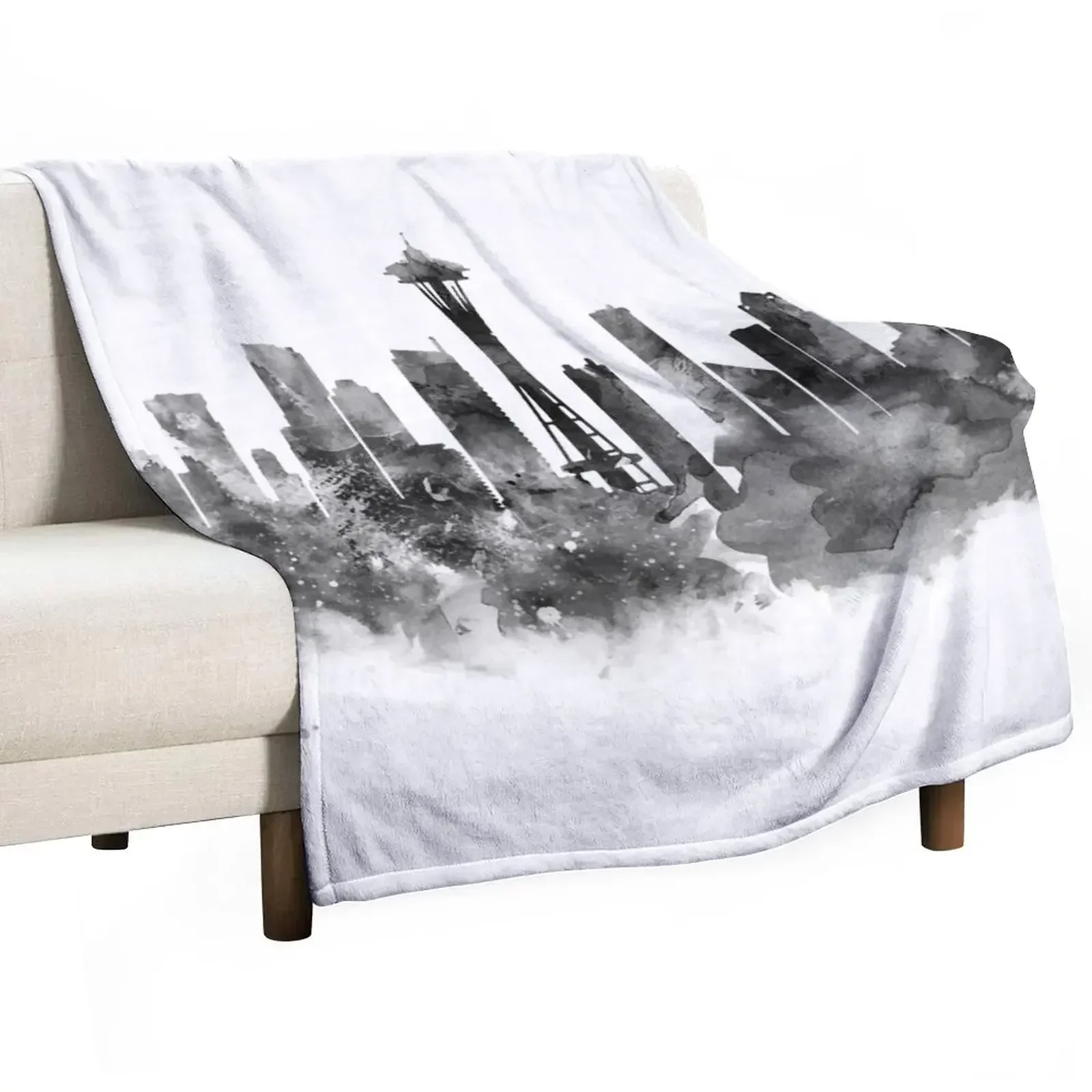 

Seattle Black and White Throw Blanket anime Cute for winter warm winter Blankets