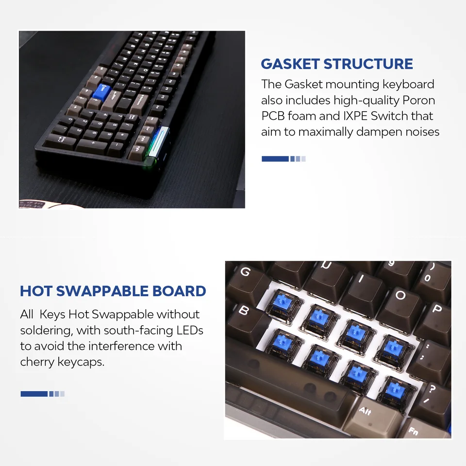 [新品] EPOMAKER CIDOO ABM098 メカニカルキーボード CIDOO ABM098 1800 コンパクト VIA ガスケットマウント ホットスワップ