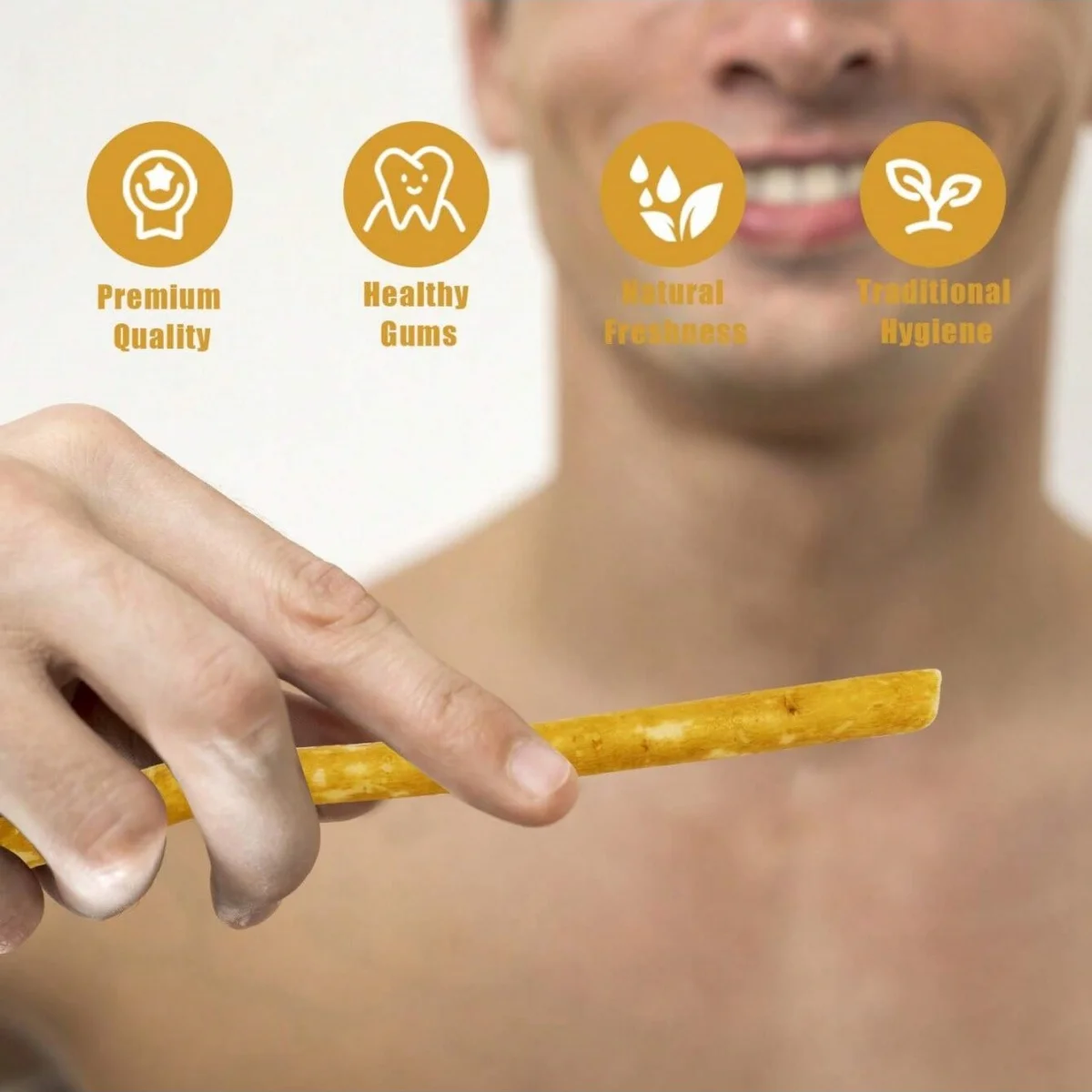 100% 정통 천연 미스왁 칫솔 스틱 - 최대의 신선함을 위해 진공 포장,  아랍 식물 시왁에서 추출