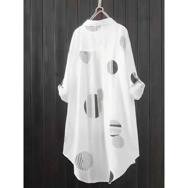 Black and White Large Size Shirt for Women's Spring and Summer Travel Thin Top Sunscreen Breathable Clothes POLO Collar