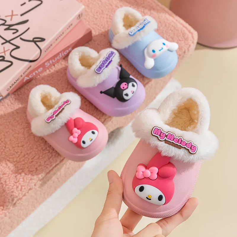 

Sanrio Cinnamoroll Cotton-Padded Shoes Kawaii Detachable Inner Soft Winter Warming Slippers Kuromi Melody Cute Girls Boys Gifts