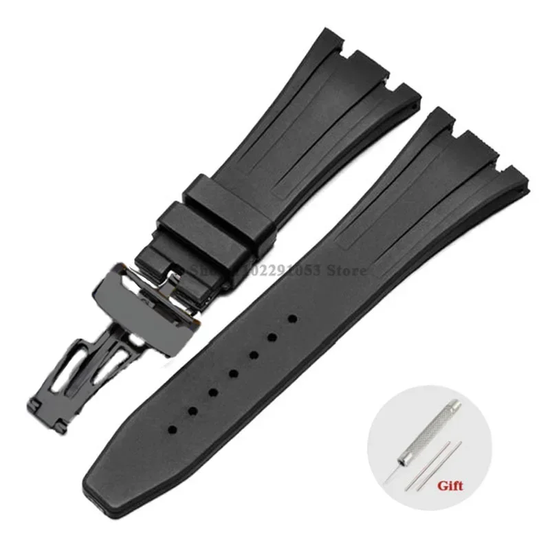 Premium 27mm Waterproof Rubber Watch Strap with Solid Butterfly Buckle