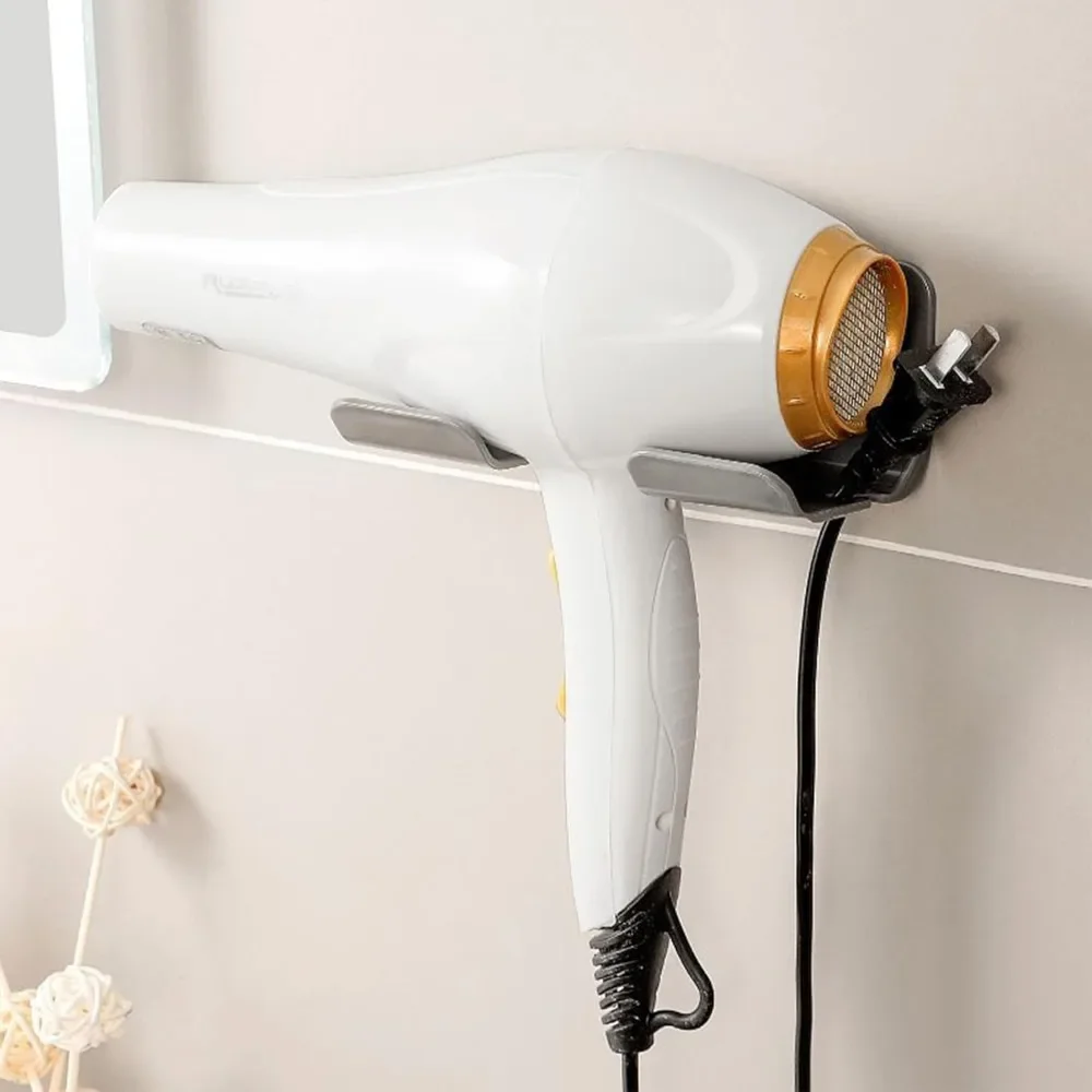 ABS Punched Free Hair Dryer Holder, Wall Mounted Hair Dryer Holder, White, Black, Grey