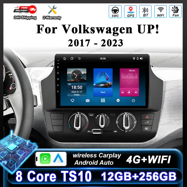 Android 16 Carplay pour Volkswagen UP! Autoradio Lecteur Vidéo Navigation GPS Stéréo Radio Écran Tactile WIFI Bluetooth 2017-2023 1