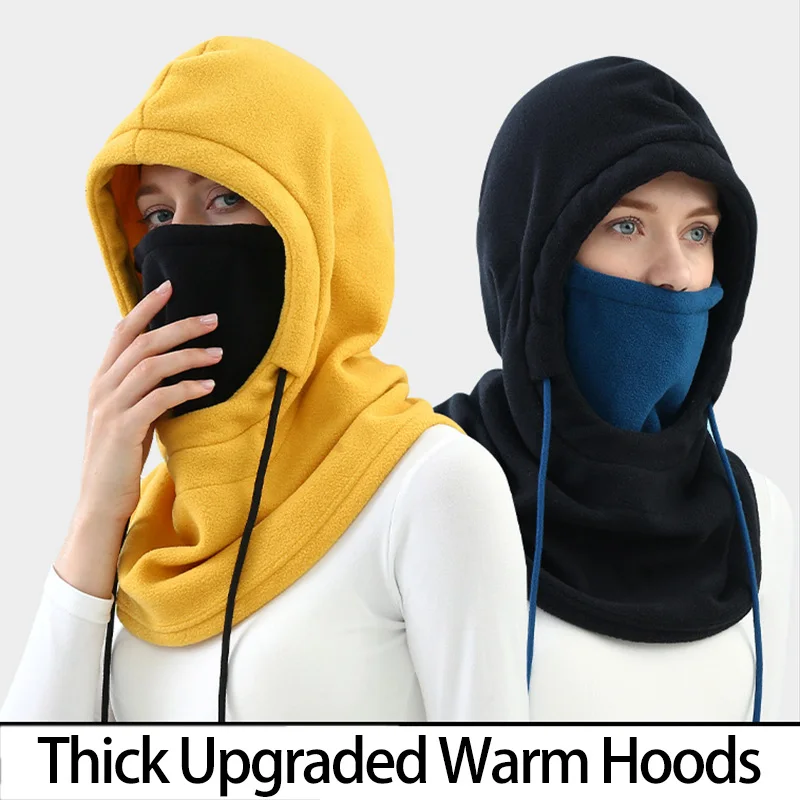 Cagoule D'hiver Chaude, Masque Facial, Chapeau De Ski De Cyclisme, Capuche à Cordon Réglable, Foulard Bicolore, Coupe-vent, Couverture De Tête En Velours