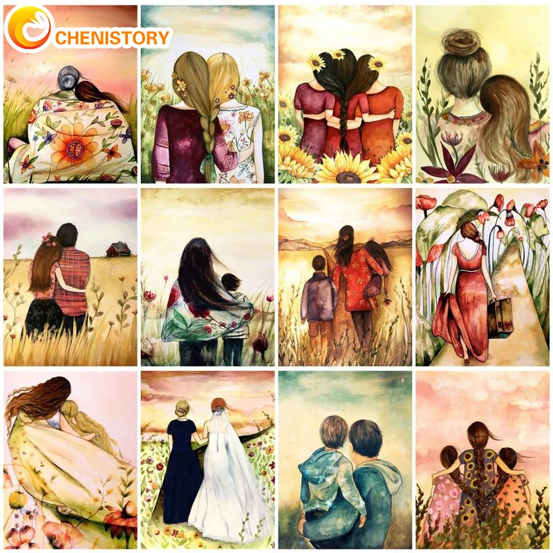 

CHENISTORY DIY Acrylic Painting Kit Canvas Painting Couples Lanscape Paint by Numbers Figure Oil Painting Kit Wall Pictures For