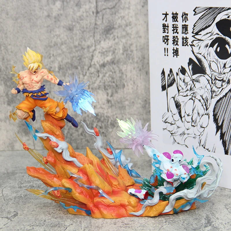 21cm Dragon Ball Z Son Goku Vs Buu Action Figure Lamp PVC Battle