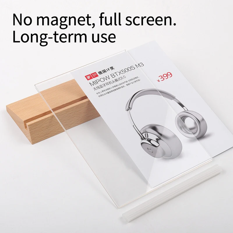 Acrylic Price Display Stand Wooden Bottom Acrylic Surface L-shaped T-shaped Dining Table Label Display Board A4A5A6