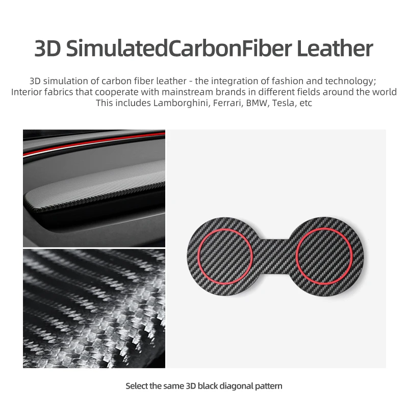 테슬라 모델 3 하이랜드 2023 2024 탄소 섬유 스티커 컵 거치대 패널 트림 프레임 매트 코스터, 자동차 인테리어 액세서리