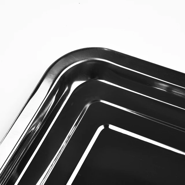 Stainless Steel Baking Tray Rectangle Baking Sheet Pan Non-stick Chips Basket Baking Dish For Toaster Oven Cookie Baking 2