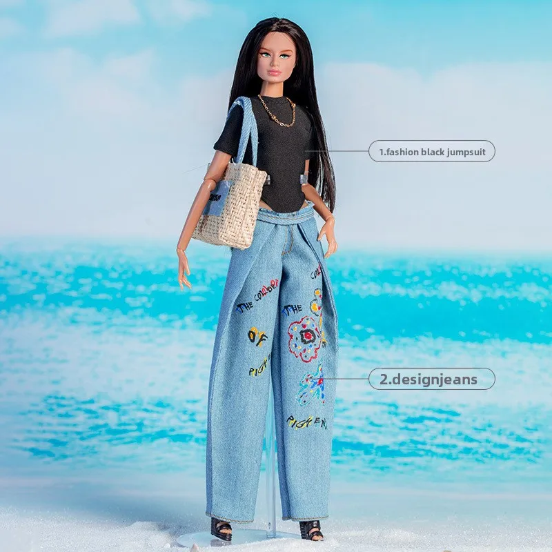 Xianxian Doll Clothes Suit 1/6 Anime BJD 32cm Supermodel Doll Clothes Accessories Island Holiday Denim Girls DIY Toys Collector 4