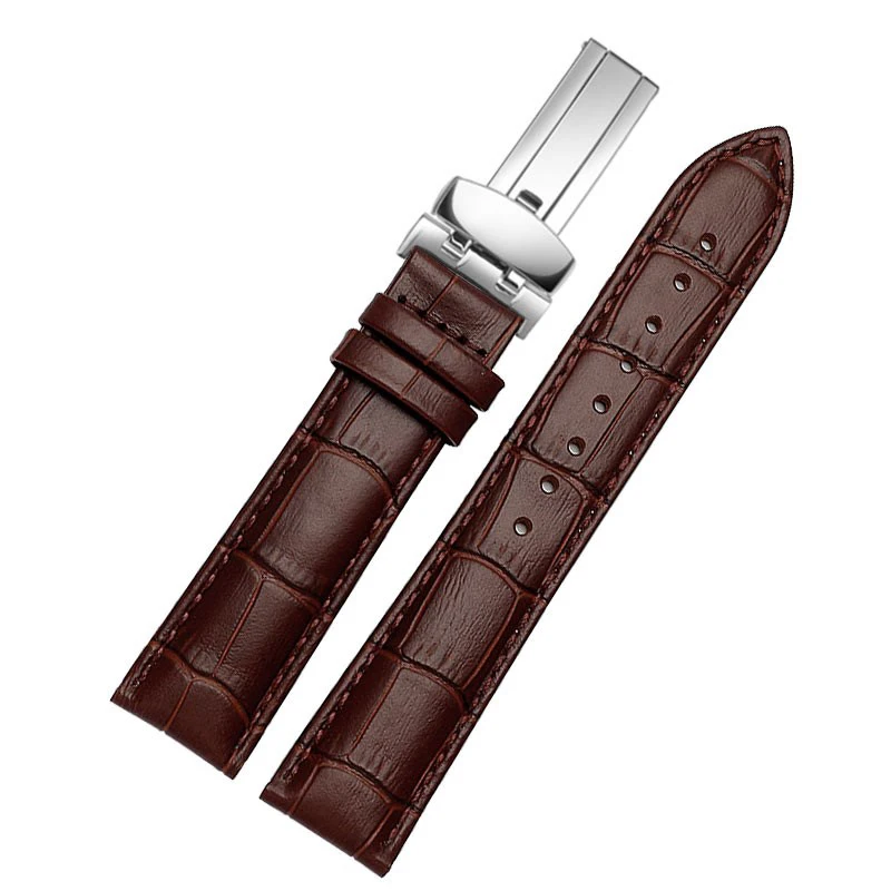 Genuine Leather Watch Band Bracelet Strap, 20mm 22mm, Black Brown