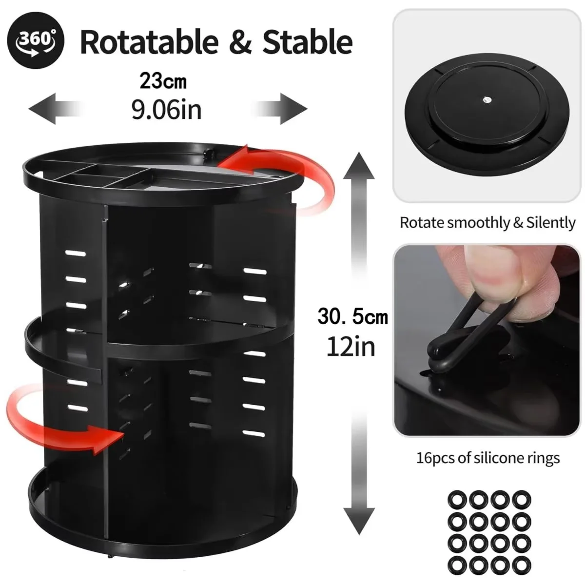 KUUJOJO 360 Spinning Makeup Organizer, Lazy Susan Rack Cosmetic Carousel Storage Shelf, Great for Countertop and Bathroom, Clear 2
