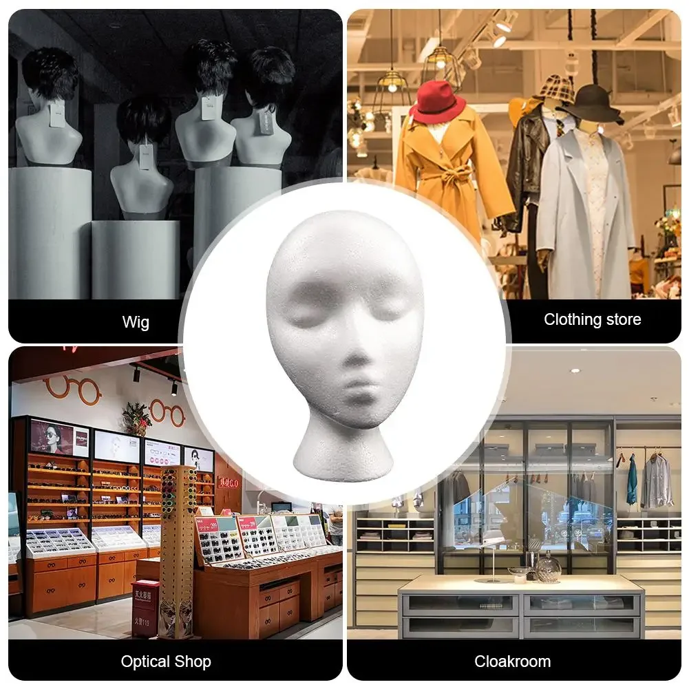 Practical Foam Female Mannequin Head Wigs Glasses Hat Display Holder Stand Model
