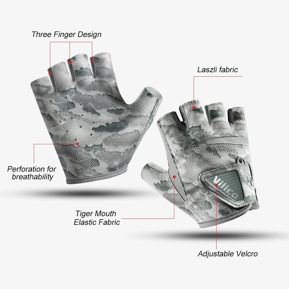 1Pair Fishing Gloves for Men Women,Half Finger Gloves for Rowing, Sailing, Hiking, and Kayaking, Quick Dry UV Protection UPF 50+ 3