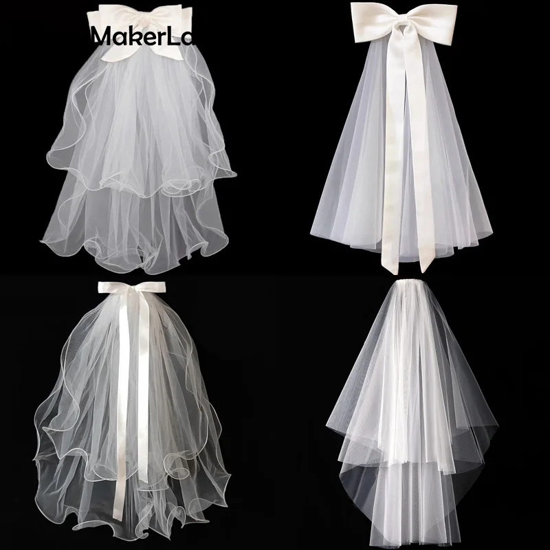 Bordo del nastro da sposa per addio al nubilato lungo in tulle luminoso da donna nuziale con fiocco per la festa di nozze