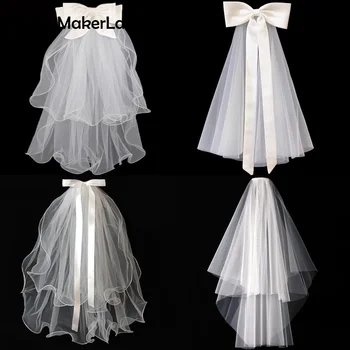 Bordo del nastro da sposa per addio al nubilato lungo in tulle luminoso da donna nuziale con fiocco per la festa di nozze