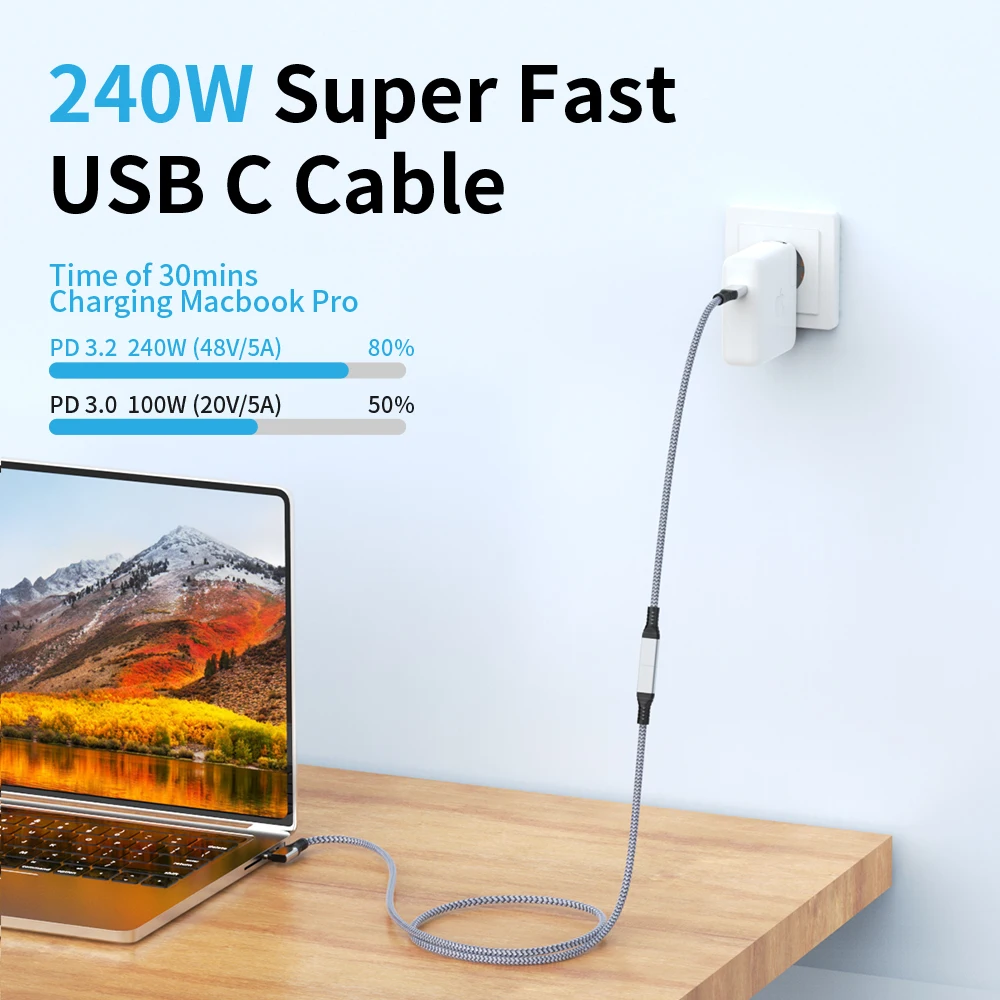 Premium USB C Extension Cable - 4K@60Hz Audio/Video Type-C Male to Female Extender, 20Gbps High-Speed Data Transfer