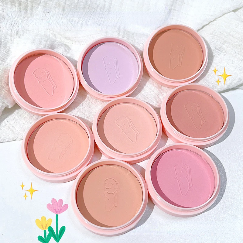 Fard Monocromatico Pallete Peach Face Mineral Pigment Professional Contour Shadow Pink Fard Cheek Blusher Powder Women Makeup