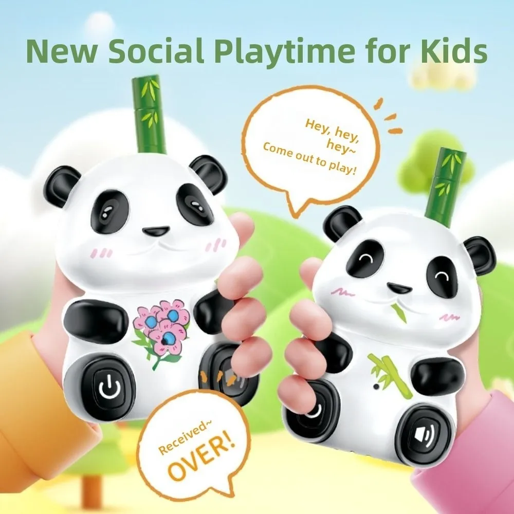 2Pcs Panda Walkie Talkie Toys Transceiver No Radiation Portable Wireless Walkie-Talkies Cartoon Battery Powered