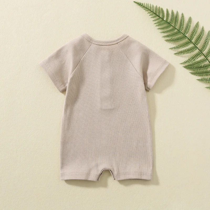 Baby Boy Romper Summer Wear Infant Bebe Thin Pajamas Short Sleeve Jumpsuit Ribbed Clothes Knitted Stretch Girl Outfits Playsuit 3