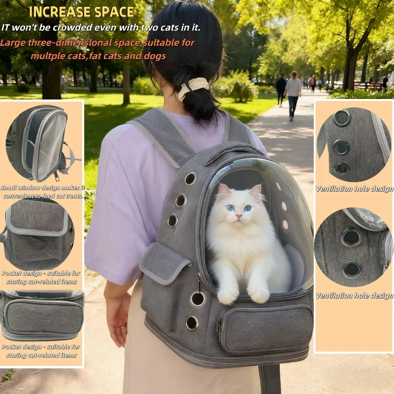 Transparent Pet Carrier Backpack Ideal Cat Accessories Outdoor Pet Shoulder Bag Breathable Supplies With Ample Ventilation