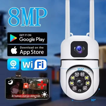 8MP WiFi Security Camera Dual Lens Wireless Outdoor Cam with Two-Way Audio AI Human Tracking Color Night Vision Baby Monitor 1