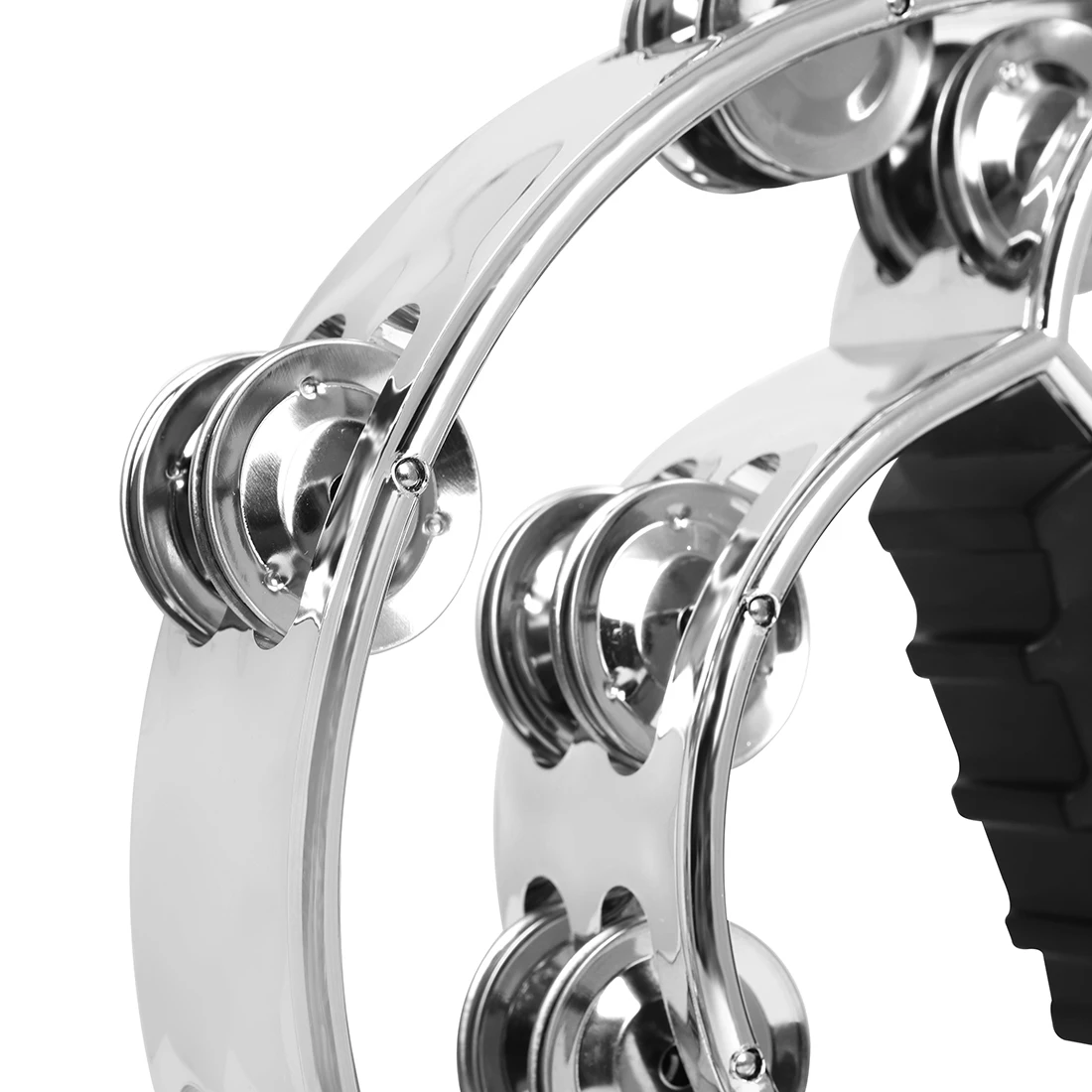 KTV Party Musical Tambourine Orff Finger-Shaped Handle Hand Bell Double Layer Hand Ring Tambourine Metal Jingles Gold Silver