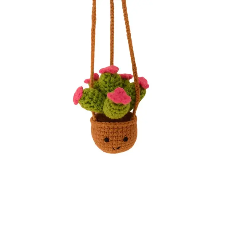 Handmade Crochet Succulent Car Ornaments - Cute Interior Accessories and Gifts