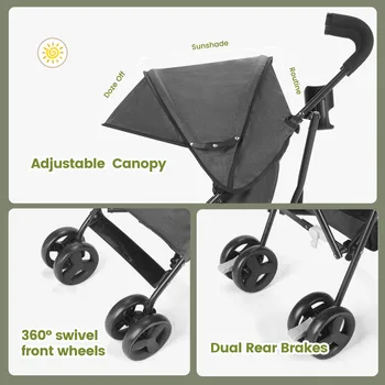 Lightweight folding High-view Baby Stroller Can Sit or Lie Down Portable Travel Babyshock-absorbing Stroller Four-wheel 6