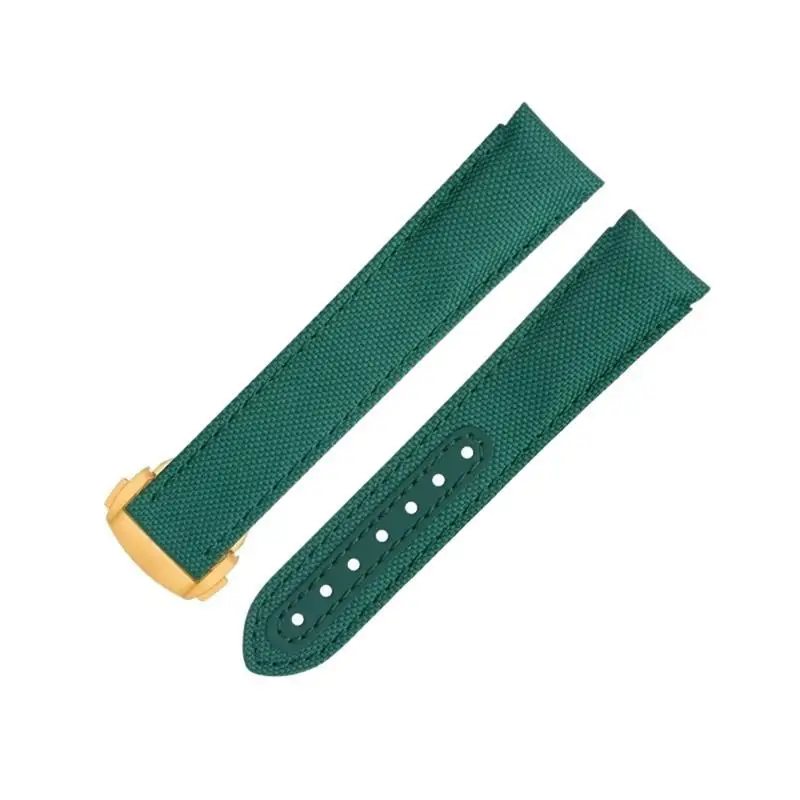 SCHIK 20mm Curved End Watch Band For Omega Strap For AT150 Seamaster 300 Planet Ocean De Ville Speedmaster New Green High