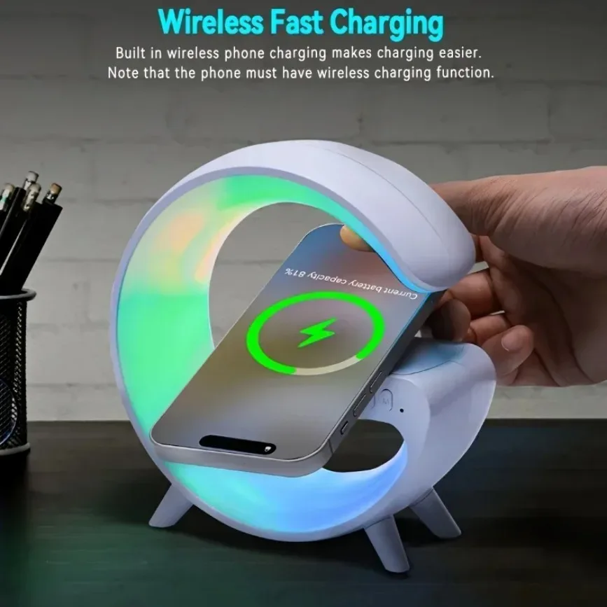 Wireless Charger Speaker Night Light Stand 5