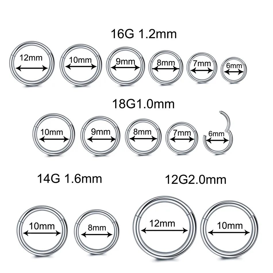 1PC Nose Piercing Jewelry Hinged Segment Ring 20G 18G 16G 14G Lip Septum Nose Ring Clicker Piercing Ear Cartilage Earring Hoop nose rings,piercing jewelry,body piercing earrings,ear piercing jewelry,hoop earrings,body piercing jewelry,body jewelry
