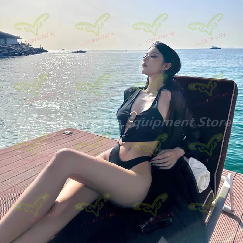 새로운 비키니 온천용 속건성 원피스 하이 포크 홀터넥 원피스 수영복 섹시한 고급 여성 비치 수영복