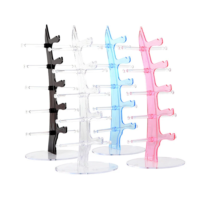 Acrylic Eyeglass Holder 5-tier Optical Glasses Organizer Stand Boat Arc Design Eyewear Holder Display Ski Goggles Storage Rack