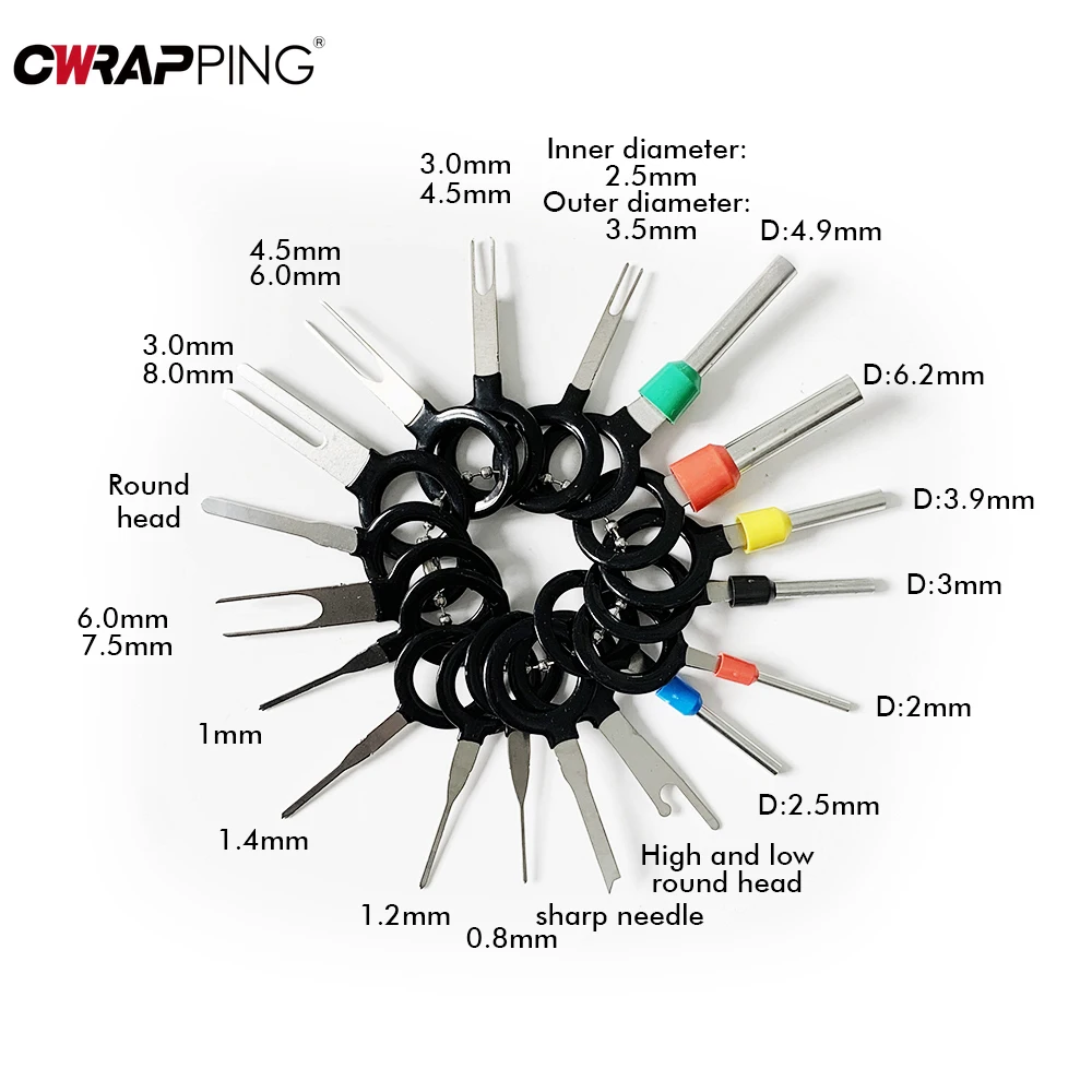 41/59pcs Car Terminal Removal Kit Universal Wire Plug Connector Extractor Puller Release Pin Remover Repairing Disassembly Tool