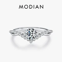 MODIAN Crown D Color Moissanite Ring Delicate Lab Diamond Ring 925 Sterling Silver For Women Wedding Engagement Jewelry