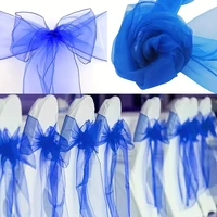 Newest Organza Chair Sashes Knot Bands Chair Bows for For Wedding Party Banquet Event Country Wedding Chair Decoration 100-10PCS 4